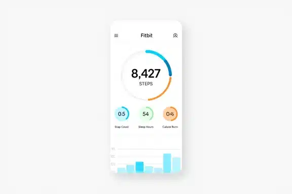 Interface mobile affichant le nombre de pas et statistiques