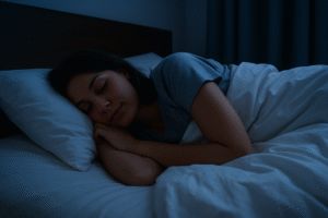 Personne dormant paisiblement dans un lit pendant la nuit