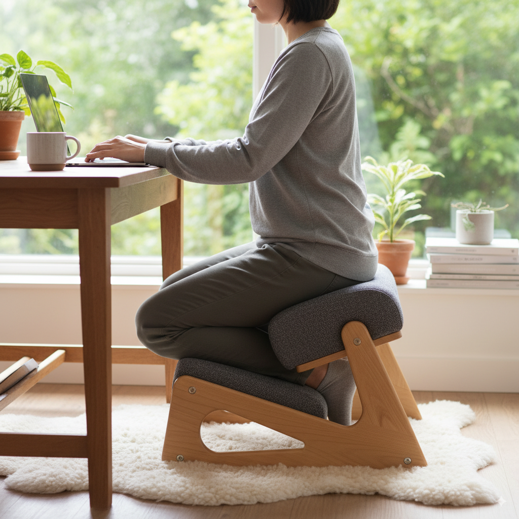Chaise ergonomique à genoux pour bureau et travail assis.