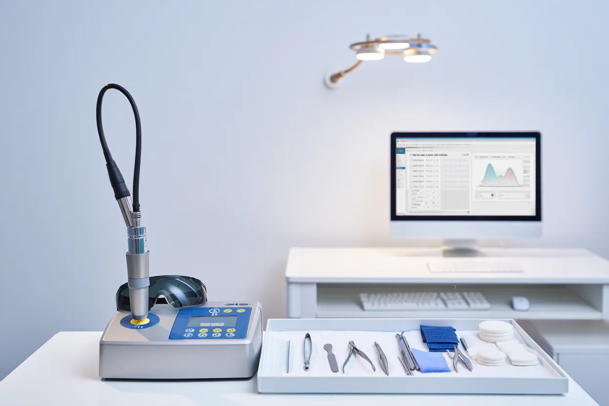 Appareil laser médical pour retrait de grains de beauté.